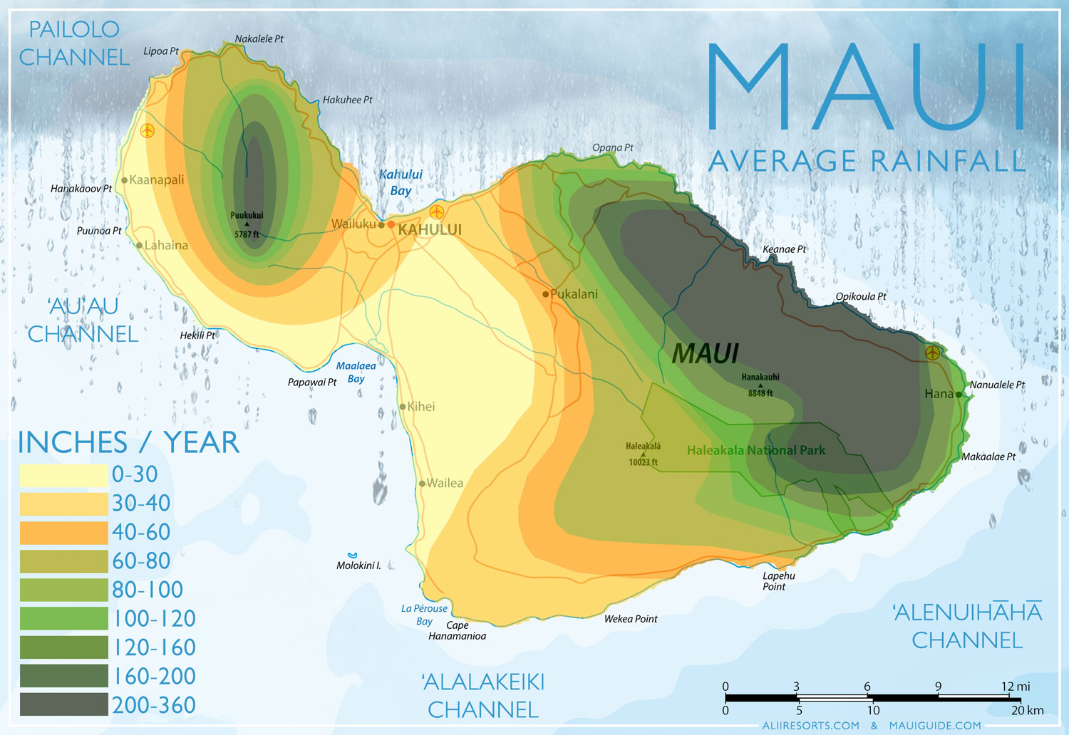 Maui Map for rainfall